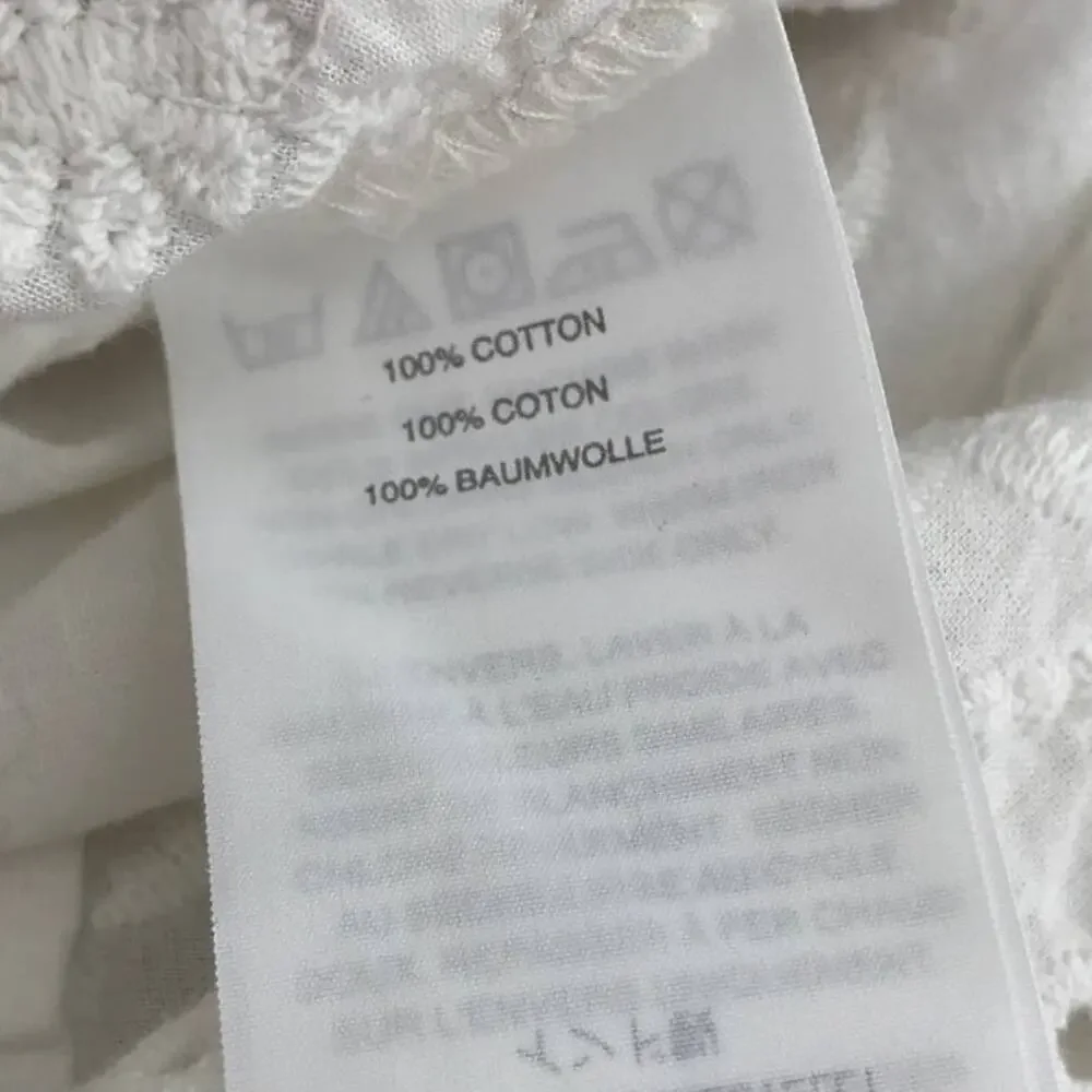 J. Crew White Embroidered Peasant Floral Popover Blouse